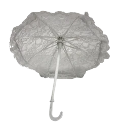 Mardi Gras Spot Novelties White Lace Umbrella With Lace Ruffle 6