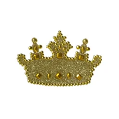 Plush Appeal, LLC Gold Crown Jewelry Glitter Sticker 2.5" X 1.5" (Each) Party Supplies