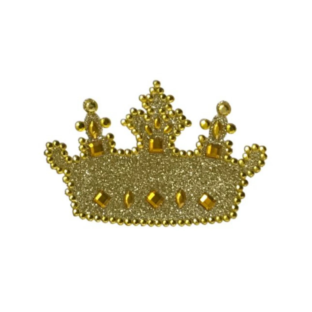 Plush Appeal, LLC Gold Crown Jewelry Glitter Sticker 2.5" X 1.5" (Each) Party Supplies 3 Plush Appeal, LLC Gold Crown Jewelry Glitter Sticker 2.5" X 1.5" (Each) Party Supplies