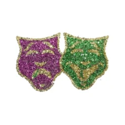 Plush Appeal, LLC Purple, Green And Gold Comedy/Tragedy Glitter Sticker 2.25" X 1.25" (Each)