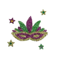 Plush Appeal, LLC Purple, Green And Gold Mask Glitter Sticker (Each)