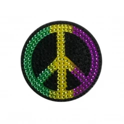 Sale Purple, Green And Yellow Peace Sign Glitter Sticker (Each)