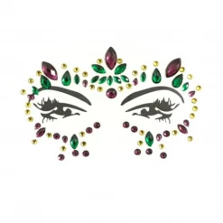 Plush Appeal, LLC Purple, Green And Gold Stone Face Sticker (Each) Party Supplies
