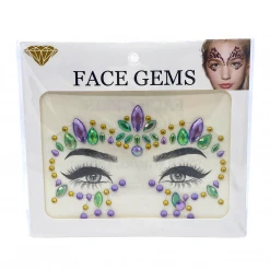 Plush Appeal, LLC Purple, Green And Gold Stone Face Sticker (Each) Party Supplies