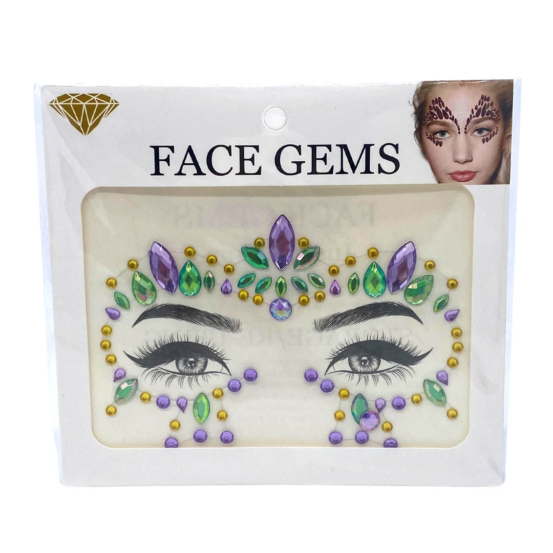 Plush Appeal, LLC Purple, Green And Gold Stone Face Sticker (Each) Party Supplies 3 Plush Appeal, LLC Purple, Green And Gold Stone Face Sticker (Each) Party Supplies