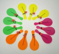 Mardi Gras Spot Assorted Color Mini Paddle Ball Set 4.5" (Dozen) Toys