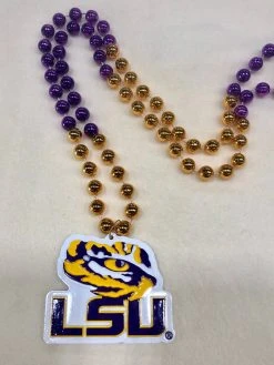 Mardi Gras Spot Beads 36" LSU Eye Of The Tiger Collegiate Bead (Each)