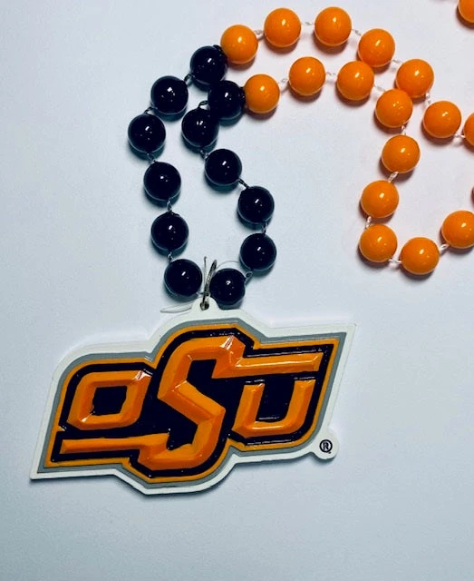 Mardi Gras Spot Beads 36" Collegiate Oklahoma State University Licensed Bead (Each) 3 Mardi Gras Spot Beads 36" Collegiate Oklahoma State University Licensed Bead (Each)