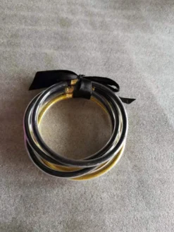 MGSPOT Black And Gold Jelly Bangle Bracelet Set (Pack Of 6) Gifts & Apparel