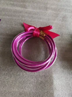 MGSPOT Hot Pink Jelly Bangle Bracelet Set (Pack Of 6) Gifts & Apparel