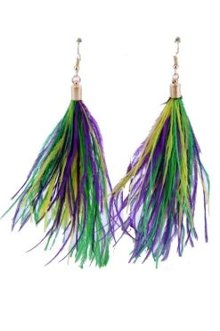 - No Manufacturer - Gifts & Apparel Purple, Green And Yellow Feather Earrings (Pair)