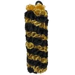 Mardi Gras Spot Black And Metallic Gold Flower Cane (180 Flowers)