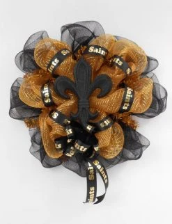Plush Appeal, LLC 20" Saints Black Fleur De Lis Wreath (Each)