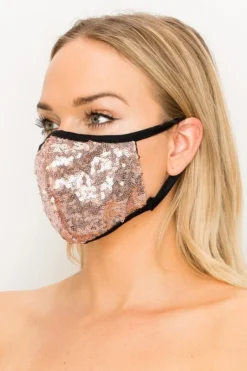 Sale Pink Double Layered Sequin Face Mask (Each) Gifts & Apparel