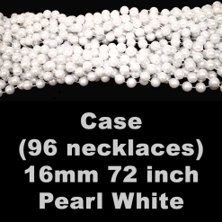 Mardi Gras Spot 72" 16mm Round Pearl White Mardi Gras Beads - Case (5 Dozen)