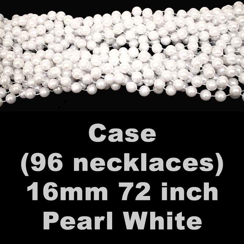 Mardi Gras Spot 72" 16mm Round Pearl White Mardi Gras Beads - Case (5 Dozen) 3 Mardi Gras Spot 72" 16mm Round Pearl White Mardi Gras Beads - Case (5 Dozen)
