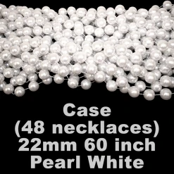 Mardi Gras Spot 60" 22mm Round Pearl White Mardi Gras Beads