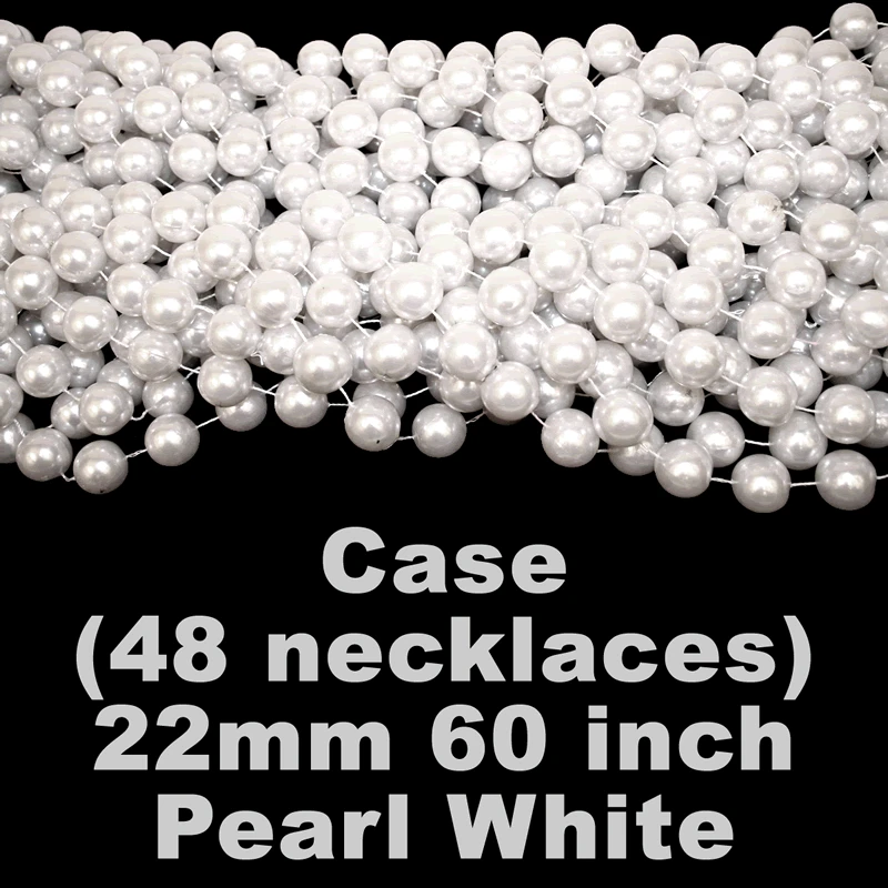 Mardi Gras Spot 60" 22mm Round Pearl White Mardi Gras Beads 3 Mardi Gras Spot 60" 22mm Round Pearl White Mardi Gras Beads