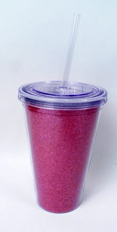 Sale Party Supplies 16oz Hot Pink Glittered Tumbler With Straw (Each) Sale Party Supplies 16oz Hot Pink Glittered Tumbler With Straw (Each)