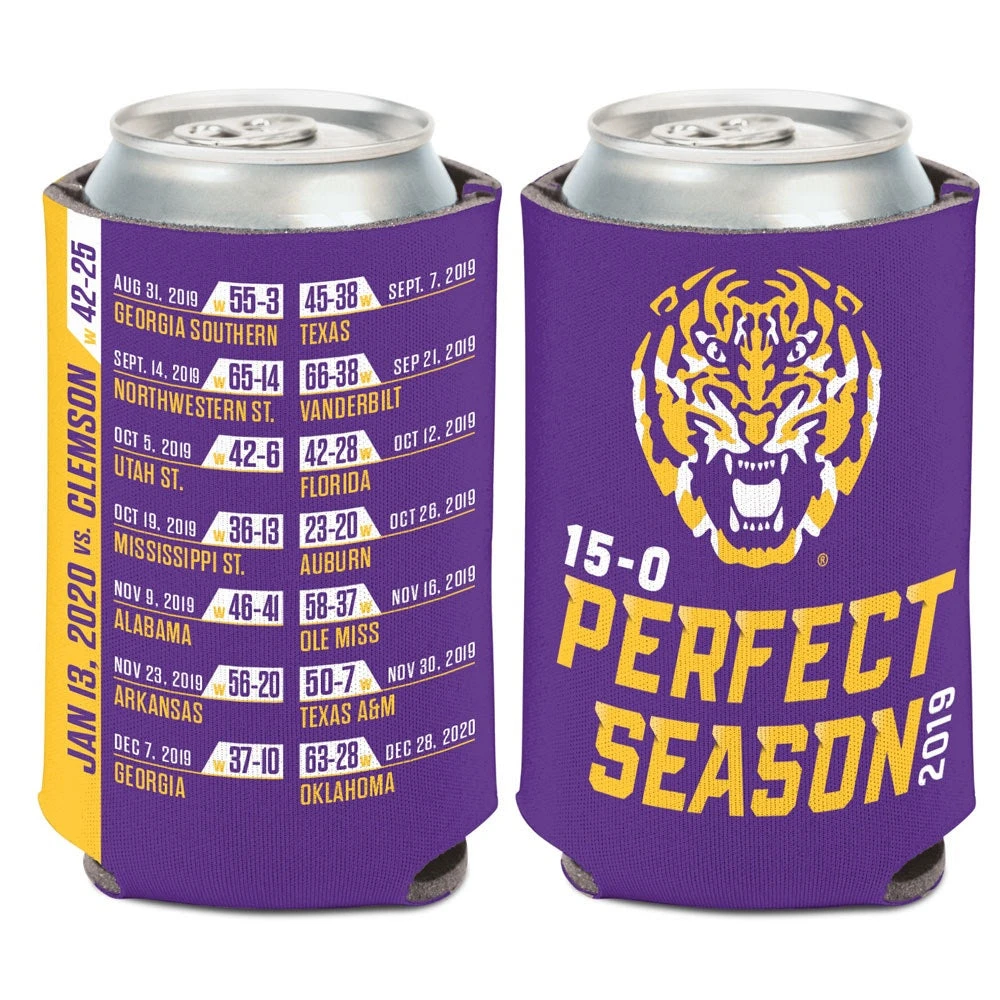 Plush Appeal, LLC LSU Tigers Perfect Season Can Cooler (Each) Coozies 3 Plush Appeal, LLC LSU Tigers Perfect Season Can Cooler (Each) Coozies