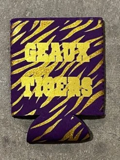 Mardi Gras Spot Geaux Tigers Glittered Coozie (Each) Party Supplies
