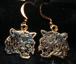 Sale Gold Tone Tiger Face Earrings (Pair)