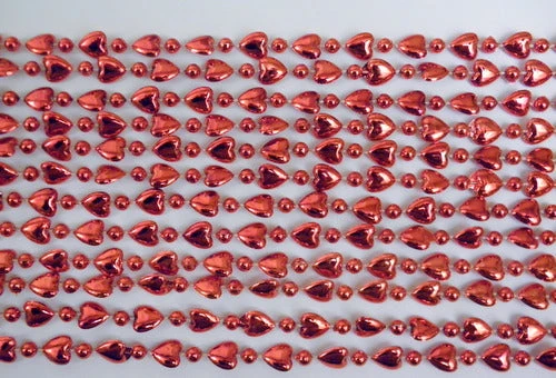 Mardi Gras Spot 48" 10mm Metallic Heart Red Mardi Gras Beads 4 Mardi Gras Spot 48" 10mm Metallic Heart Red Mardi Gras Beads