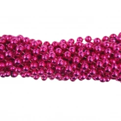 Mardi Gras Spot 48" 10mm Round Metallic Hot Pink Mardi Gras Beads