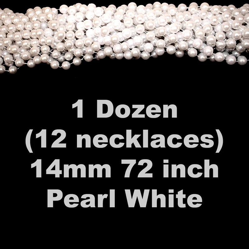 Mardi Gras Spot 72" 14mm Round Pearl White Mardi Gras Beads 4 Mardi Gras Spot 72" 14mm Round Pearl White Mardi Gras Beads