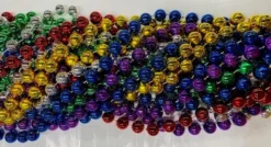 Mardi Gras Spot 48" 18mm Round Metallic 6 Color Mardi Gras Beads - Dozen (12 Necklaces)