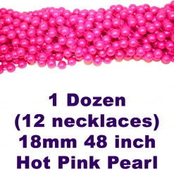 Mardi Gras Spot 48" 18mm Round Pearl Hot Pink Mardi Gras Beads