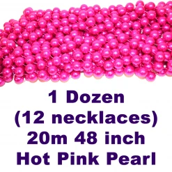 Plush Appeal, LLC 48" 20mm Round Pearl Hot Pink Mardi Gras Beads