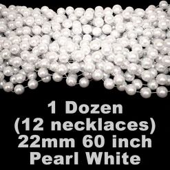 Mardi Gras Spot 60" 22mm Round Pearl White Mardi Gras Beads
