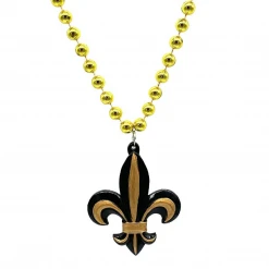 SBDOZEN Black And Gold Fleur De Lis On Gold Necklace (Dozen) Beads