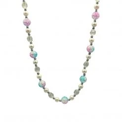 SBDOZEN 40" Acrylic Pink And Turquoise Marble Bead Necklace (Dozen) Beads