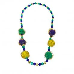 SBDOZEN Beads 42" 40MM Purple, Green And Gold Tinsel Ball Necklace (Dozen)