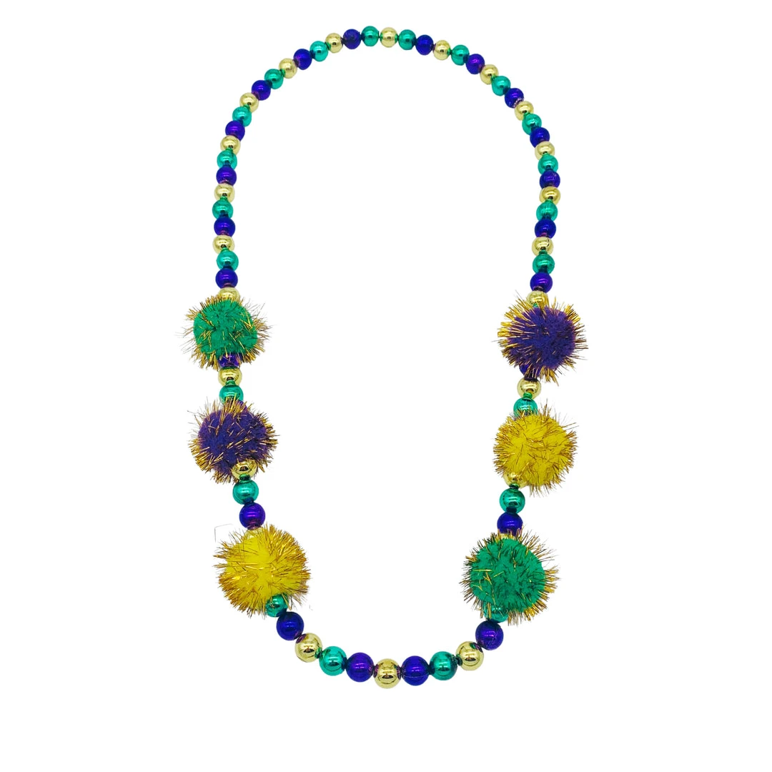 SBDOZEN Beads 42" 40MM Purple, Green And Gold Tinsel Ball Necklace (Dozen) 4 SBDOZEN Beads 42" 40MM Purple, Green And Gold Tinsel Ball Necklace (Dozen)