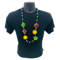 SBDOZEN Beads 42" 40MM Purple, Green And Gold Tinsel Ball Necklace (Dozen) 7 SBDOZEN Beads 42