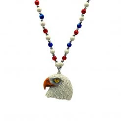 SBDOZEN Beads 36" Eagle Head Medallion Hanging From A Red, White And Blue Bead (Dozen)