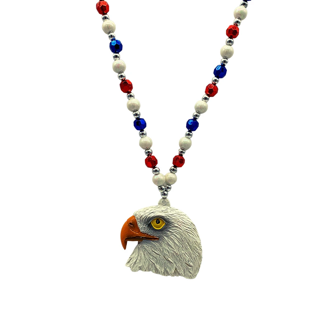 SBDOZEN Beads 36" Eagle Head Medallion Hanging From A Red, White And Blue Bead (Dozen) 3 SBDOZEN Beads 36" Eagle Head Medallion Hanging From A Red, White And Blue Bead (Dozen)