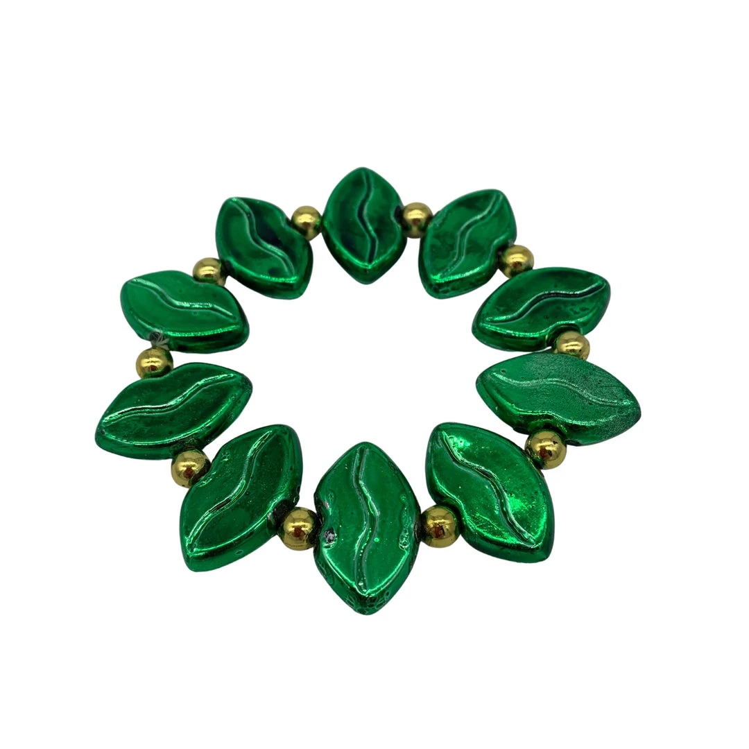 SBDOZEN Beads 7" Green Lips Bracelet (Dozen) 3 SBDOZEN Beads 7" Green Lips Bracelet (Dozen)