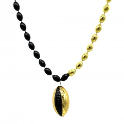 SBDOZEN 33" Black And Gold Sectioned Football Necklace With Football Pendant (Dozen)