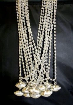 SBDOZEN Beads 33" 6 X 9mm Oval Silver Bead With Football Pendant (Dozen)