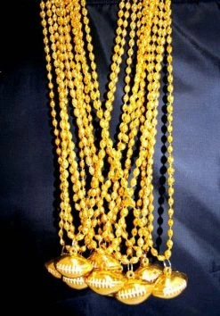 SBDOZEN 33" 6 X 9mm Oval Gold Bead With Football Pendant (Dozen) Beads