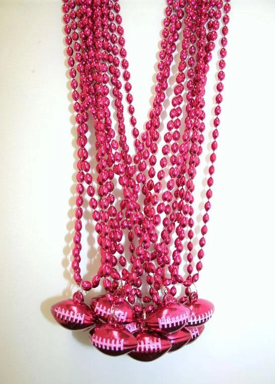 SBDOZEN 33" 6 X 9mm Oval Pink Bead With Football Pendant (Dozen) Beads 3 SBDOZEN 33" 6 X 9mm Oval Pink Bead With Football Pendant (Dozen) Beads