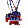 SBDOZEN Beads 33" USA Bead Necklace - Red, Blue And Silver With Republican Medallion (Dozen)