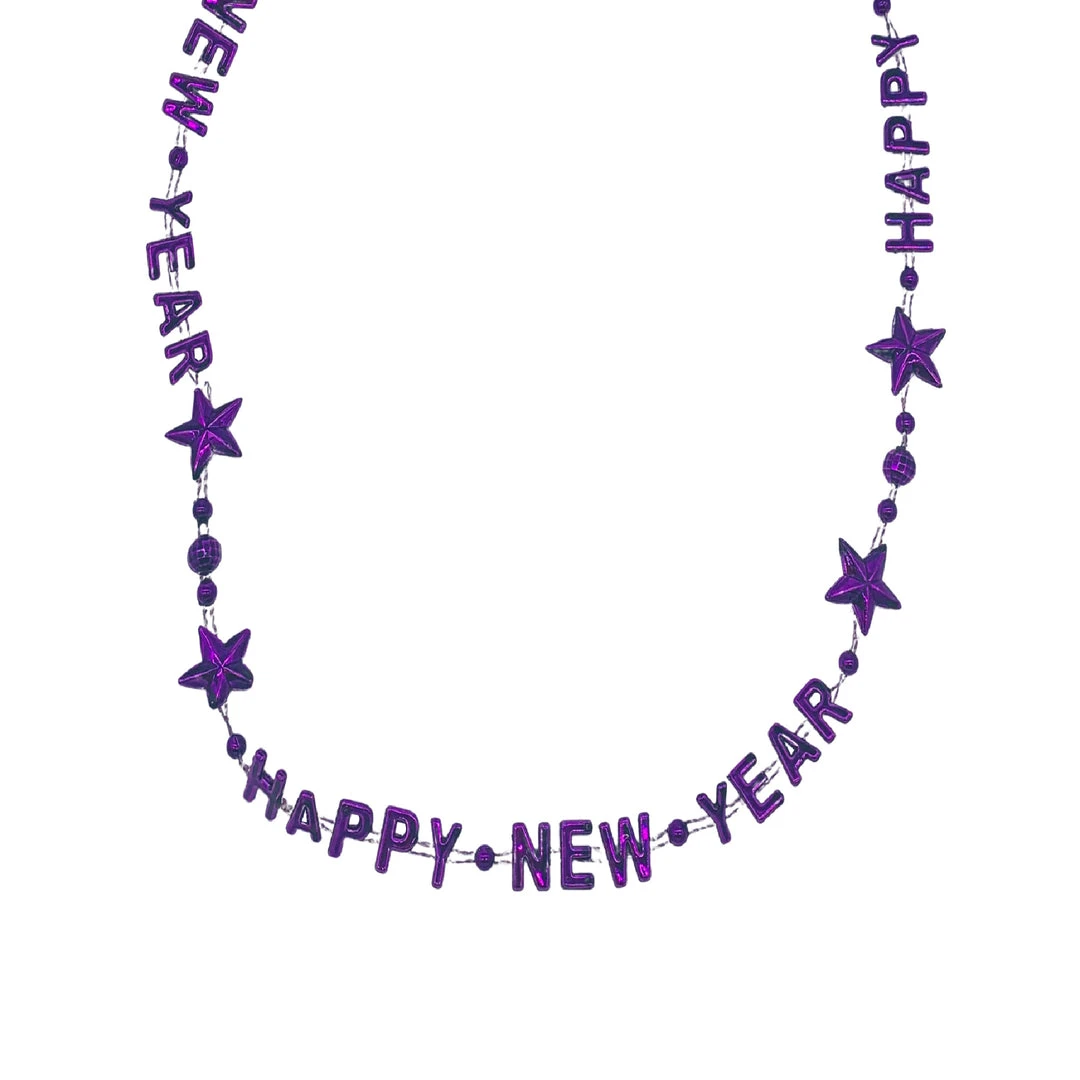 SBDOZEN Beads 36" Happy New Year Bead Necklace - 6 Assorted Colors (Dozen) SBDOZEN Beads 36" Happy New Year Bead Necklace - 6 Assorted Colors (Dozen)