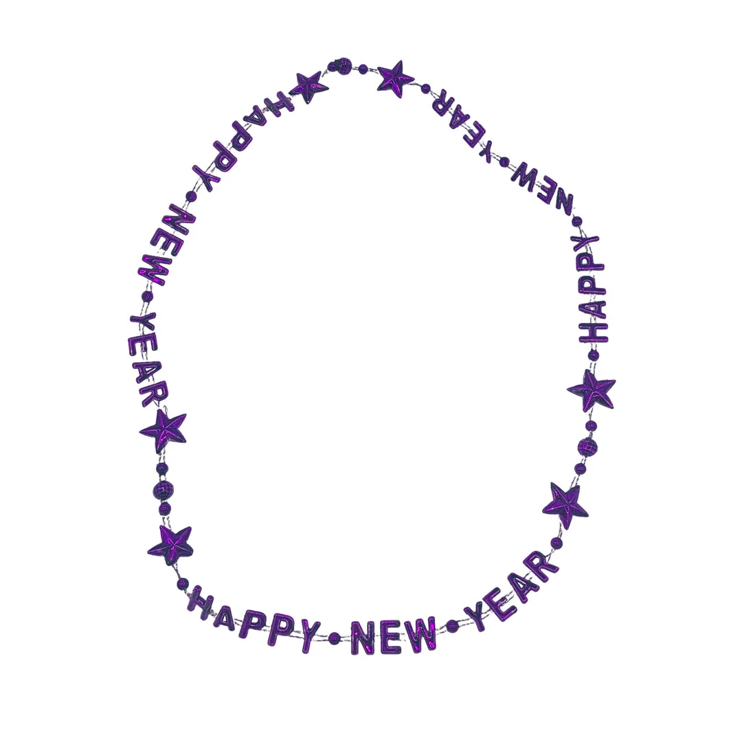 SBDOZEN Beads 36" Happy New Year Bead Necklace - 6 Assorted Colors (Dozen) SBDOZEN Beads 36" Happy New Year Bead Necklace - 6 Assorted Colors (Dozen)