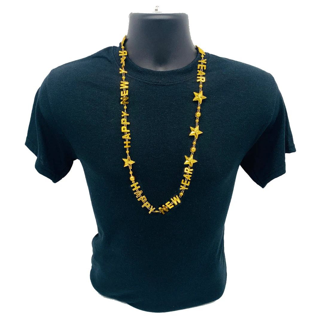 SBDOZEN Beads 36" Happy New Year Bead Necklace - 6 Assorted Colors (Dozen) SBDOZEN Beads 36" Happy New Year Bead Necklace - 6 Assorted Colors (Dozen)