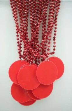 SBDOZEN 33" 7mm Metallic Red Bead Necklace With 2.5" Red Disc (Dozen) Beads 9 SBDOZEN 33